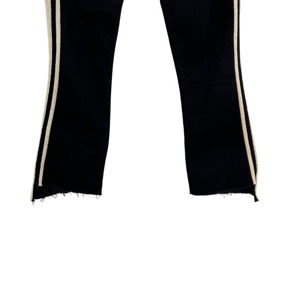 Mother Insider Crop Step Fray Jeans Guilty Racer Side Stripe Black Size 25 - Picture 6 of 13